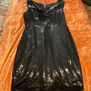 Cynthia Rowley Black Sequin Midi Dress size 6